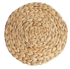 แผ่นรองจานทรงกลมลายดอกไม้ทำมือจากผักตบชวาธรรมชาติ สไตล์วินเทจ สำหรับโต๊ะครัว ปรับความหนาได้ - Product Image 2