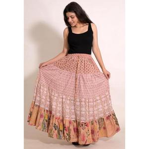 Indian Cotton <b>Patchwork</b> Printed Maxi <b>Skirt</b> Handmade Boho Hippie Long <b>Skirt</b> Comfortable Summer Wear - Product Image 2
