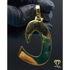 Collar con colgante de letra C estilo Hip Hop, con diamantes cultivados en laboratorio, cadena de oro, joyería llamativa, regalo. - Product Image 4