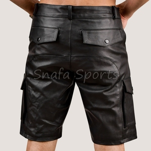 บริการ OEM ราคาสมเหตุสมผล กางเกงขาสั้นหนังสำหรับผู้ชาย สไตล์ล่าสุด ออกแบบเองได้ กางเกงขาสั้นหนังสตรีทแวร์ผู้ชาย ขายส่ง - Product Image 2