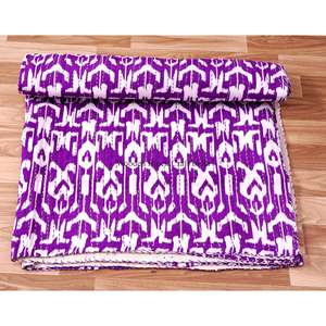 Indian Handmade Vintage Eco-Friendly All-Season Reversible Embroidered <b>Double</b> Size 100% Cotton Kantha Quilt for Home use - Product Image 3