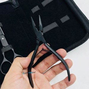 Kit d'outils professionnels de haute qualité en acier inoxydable pour la pose et le retrait de micro-liens, ciseaux de coiffure pour extensions de cheveux noirs - Product Image 4