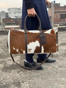 Sac de voyage en cuir véritable, style vintage, fermeture éclair, léger, fait main, grande capacité, unisexe, bagage à main - Product Image 4