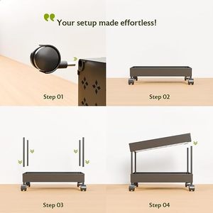 Chariot de rangement moderne à double niveau en plastique avec roulettes pour l'organisation des aliments dans la cuisine - Product Image 2