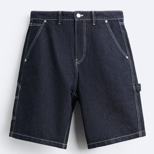High Waist Men's Denim Shorts Light Wash Straight Leg Casual Summer Cotton Woven <b>Jeans</b> With Pockets - Product Image 2