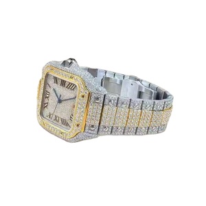Montre en diamant Moissanite de luxe de haute qualité à la mode classique D certifié VVS bracelet en acier inoxydable 20mm de large résistant à l'eau - Product Image 1