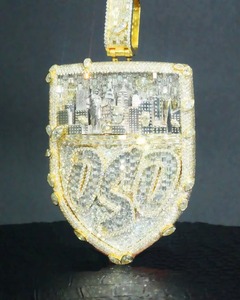 Shield Shape Moissanite <b>Pendant</b> 24K Gold Plated Luxury Themed Charms Custom <b>Initial</b> Letter Name <b>Pendant</b> Hip Hop <b>Pendant</b> For Mens - Product Image 3