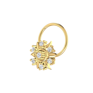 AJRETAIL Clou de nez en or 14 carats style pétale de fleur étincelant avec diamant de 0,06 ct - Product Image 4