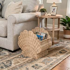 Cesta de Almacenamiento de Mimbre con Borde Festoneado, Contenedor Ecológico para Juguetes de Niños, Organizador Decorativo para Libros de Guardería y Porta Revistas - Product Image 5