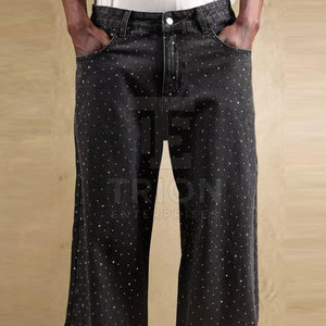 Pantalones elegantes de corte ajustado con pedrería para hombre, para uso en exteriores, hechos en Pakistán, pantalones con pedrería para hombre en venta. - Product Image 5