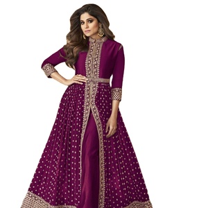 Real Georgette con bordado de secuencia pesada, colección de trajes Anarkali para adultos - Product Image 2