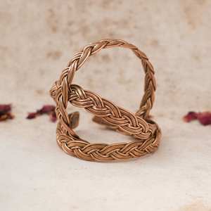 BRAIDED Healing <b>Copper</b> Bracelet | Handmade in Nepal | Pure Solid <b>Copper</b> Cuff <b>Bangle</b> - Product Image 5