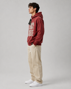 Sweat-shirt à capuche imprimé pour homme, coupe oversize, en coton rouge, molleton bouclette, décontracté, pour l'hiver, séchage rapide, avec poche, 220g, Silk Road Wholesale OEM - Product Image 6