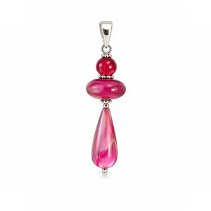 Colgante de gota de cristal rosa, joyería hecha a mano en plata, elegante accesorio llamativo con forma de lágrima larga para mujer - Product Image 3