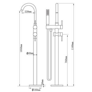 Grifos de ducha de alto caudal independientes con mezclador de mano para baño, grifo de bañera de níquel cepillado montado en el suelo, grifo independiente para bañera - Product Image 6