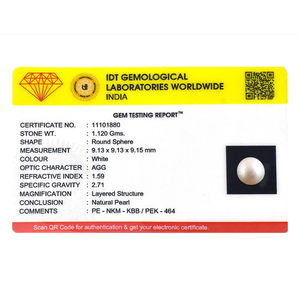 Perle d'eau douce naturelle certifiée, 5,6 carats, pierre précieuse en vrac pour la fabrication de bijoux fins - Product Image 3