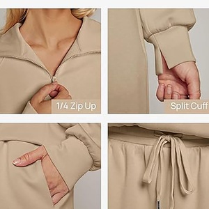 2025 Venta caliente LOGOTIPO personalizado disponible Conjunto de 2 piezas Otoño Mujeres Trajes de chándal Sudadera con pantalones de chándal Sudaderas con capucha en blanco de gran tamaño - Product Image 3