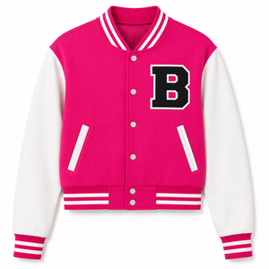 OEM Custom Unisex Breathable Winter Varsity Letterman Baseball College Jacket 100% Cotton Stand Collar <b>Covered</b> <b>Button</b> Closure - Product Image 1