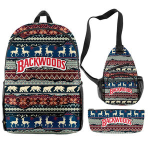 Conjunto de Mochila TITAN TREAD WEAR con Diseño Navideño Backwoods, Bolso Bandolera y Bolsa Pequeña, Color Azul Claro - Product Image 5