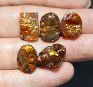 Natural Mexican Fire Agate Smooth Cabochon Druzy Mix Shape Stone for Jewelry - Product Image 5
