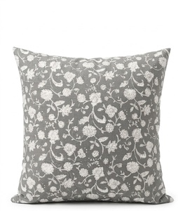 Premium Handcrafted Grey Floral Print <b>Cushion</b> <b>Cover</b> with Elegant Traditional Motif - Product Image 1