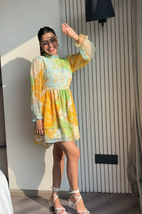 Nuevo Vestido Tipo Playsuit Ecológico con Estampado Floral Satinado, Estilo Línea A, Informal, para la Noche o la Playa, Venta al Por Mayor para Mujer - Product Image 5