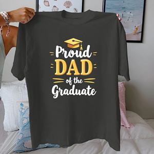 เสื้อยืดผู้หญิงผ้าถักพิมพ์ลายลำลอง Proud Dad of the Graduate ผ้าฝ้าย 100% ทรงพอดีตัว - Product Image 2