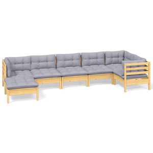 Ensemble de salon de jardin en pin gris massif avec collection de meubles d'extérieur en polyester de qualité supérieure - Product Image 2