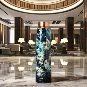 Bouteille en cuivre pour la santé, œuvre d'art Meena, bouteille ayurvédique en cuivre avec impression mandala, bouteille d'eau en cuivre pur, design mandala - Product Image 5