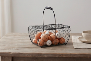 Wrought <b>Iron</b> Egg Storage Basket Square Shape In Black Metal Stylish Kitchen Accessory Storage And Display Rack - Product Image 3
