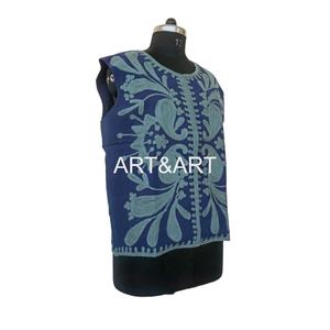 Veste courte Suzani pour femme, style bohème, broderie florale, coton réversible écologique, pour mariage, demoiselle d'honneur - Product Image 1