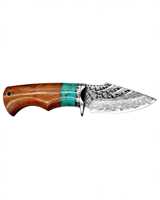 Couteau utilitaire en acier Damas forgé à la main sur mesure avec manche en bois dur et pierre turquoise, disponible en version OEM, qualité DIY