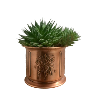 Rustic Copper Hammered Flower Pots Set With Circular Pattern For Indoor <b>Plants</b> Home Decor Handmade Planter On Sale - Product Image 5