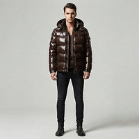 Veste matelassée brillante personnalisée pour homme avec logo, manteau d'hiver chaud à capuche, imperméable et coupe-vent