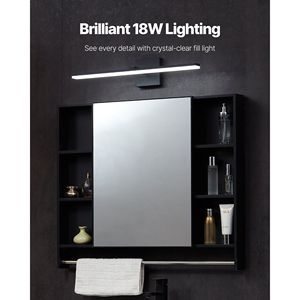 Barre lumineuse LED moderne pour salle de bain 18W, 24,02 pouces, IP44 étanche, orientable à 360 degrés, avec miroir - Product Image 2