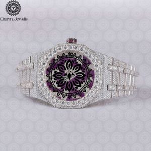 Charm_Jewells Luxury Stainless Steel <b>Watch</b> 42mm Analog Quartz Purple Mandala Dial Unisex Fashion Bracelet Folding Clasp - Product Image 3
