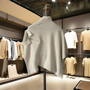 Cremallera personalizada de algodón peinado de los hombres para Polos de manga corta a rayas acanalado de punto camisetas de moda Casual Golf camisas formales - Product Image 2