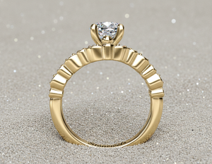 Anillo de Compromiso con Diamante Cultivado en Laboratorio, Oro de 14K, Corte Redondo, Diseño Vintage con Doble Aro, Anillo de Novia con Diamantes, Fabricante de Joyería Personalizada - Product Image 5