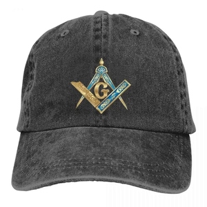 หมวกเบสบอล Master Mason Blue Lodge แบบ 5 แผง สไตล์สปอร์ต ผลิตตามสั่ง OEM พร้อมลายสี่เหลี่ยมจัตุรัสสีน้ำเงินทอง - Product Image 2