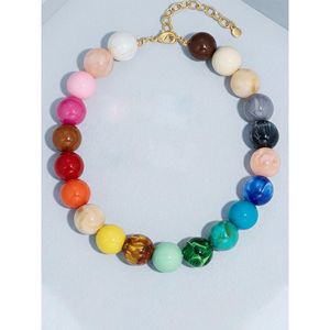 Soft Pastel Resin Acrylic Lightweight Handmade Geometric Bead <b>Statement</b> <b>Necklace</b> Women's Contemporary Fashion Jewelry - Product Image 3