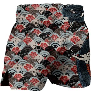 Shorts de Muay Thai con diseño personalizado, tela satinada, transpirable, ligero, para entrenamiento en el gimnasio, cintura elástica, ropa deportiva para hombres y mujeres - Product Image 6