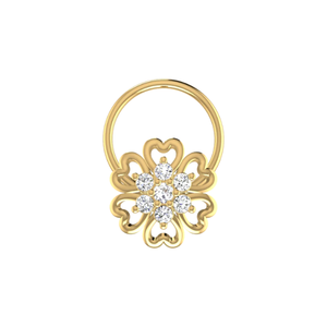 AJRETAIL ต่างหูเพชรแท้ 0.06 กะรัต ทรงกลมเจียระไนแบบบริลเลียนท์ ทอง 14K สไตล์ชาติพันธุ์ สำหรับผู้หญิง สี HI ความสะอาดระดับ VS-SI - Product Image 1