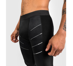 Leggings de compression intégrale pour hommes, noir uni, taille élastique, en Spandex et Nylon, motif design - Product Image 6