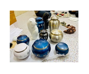 Pet Cremation <b>Urns</b> White Blue Silver Paw Print Design Customizable for <b>Cats</b> Dogs / Bulk Manufacturer Of Pet <b>Urn</b> Wholesale - Product Image 1