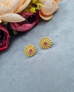 Round Stone Flower Designer Necklace <b>Set</b> With Stud Earrings Minimal <b>Jewellery</b> <b>Set</b> For Womens Artificial Imitation <b>Jewellery</b> <b>Set</b> - Product Image 6