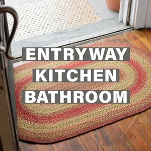 Oval Braided Jute Area <b>Rug</b> Red Beige Striped Farmhouse Style Non-Slip Rubber Backing Living Room <b>Rug</b> - Product Image 3