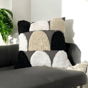 Tufted Cotton Cushion <b>Cover</b> Geometric Throw <b>Pillow</b> <b>Cover</b> Handwoven Decorative Pillowcase Sofa Home Decor - Product Image 4