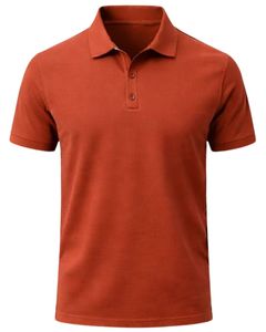 Camiseta Polo de Algodón para Hombre, Color Naranja Óxido, Corte Clásico, Manga Corta, Ropa Casual de Verano, Logotipo Personalizado, Fabricante OEM, Suministro al por Mayor - Product Image 1