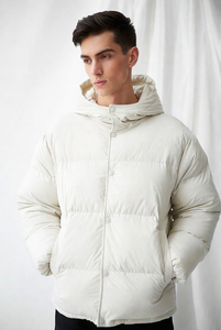 Custom <b>Men</b> <b>White</b> Hooded Puffer <b>Jacket</b> Winter Quilted <b>Jacket</b> Warm Insulated Outdoor <b>Jacket</b> Casual Streetwear Outerwear For Unisex - Product Image 5