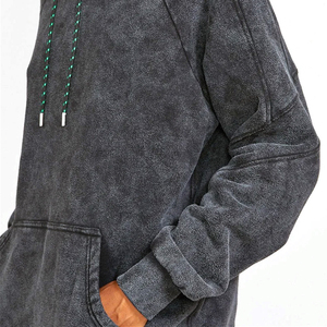 VIBE CRAFT Heavyweight 420 GSM 100% Cotton Acid Wash Hoodies Custom Logo <b>Women</b> Distressed Blank <b>Dark</b> <b>Grey</b> Vintage Washed <b>Hoodie</b> - Product Image 6